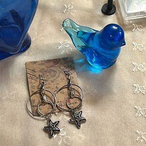 Silver Starfish Charm Earrings